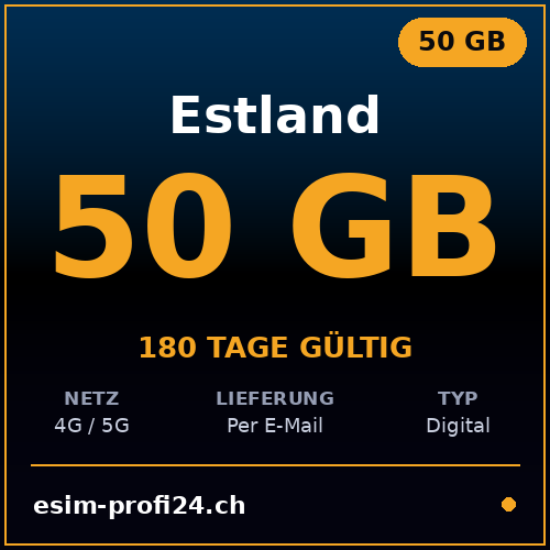 eSIM Estonie – 50 Go / 180 jours — eSIM Datenpaket kaufen, sofort per E-Mail | eSIMProfi24