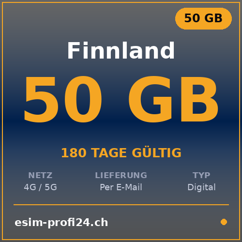 eSIM Finlandia – 50 GB / 180 giorni — eSIM Datenpaket kaufen, sofort per E-Mail | eSIMProfi24