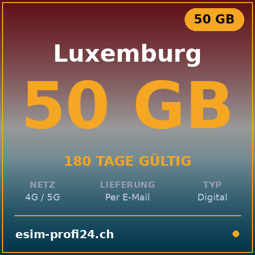 eSIM Luxembourg – 50 Go / 180 jours — eSIM Datenpaket kaufen, sofort per E-Mail | eSIMProfi24