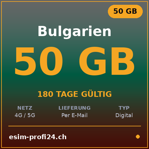 eSIM Bulgaria – 50 GB / 180 giorni — eSIM Datenpaket kaufen, sofort per E-Mail | eSIMProfi24