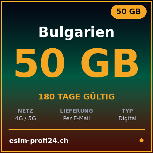 eSIM Bulgaria – 50 GB / 180 giorni — eSIM Datenpaket kaufen, sofort per E-Mail | eSIMProfi24