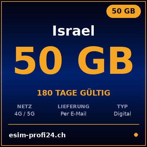 eSIM Israele – 50 GB / 180 giorni — eSIM Datenpaket kaufen, sofort per E-Mail | eSIMProfi24