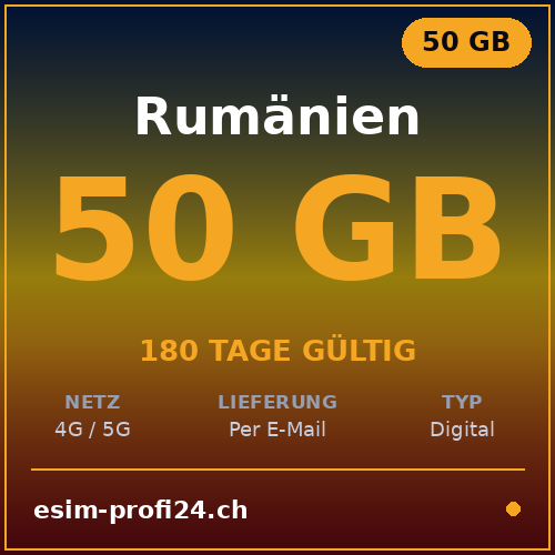 eSIM Roumanie – 50 Go / 180 jours — eSIM Datenpaket kaufen, sofort per E-Mail | eSIMProfi24