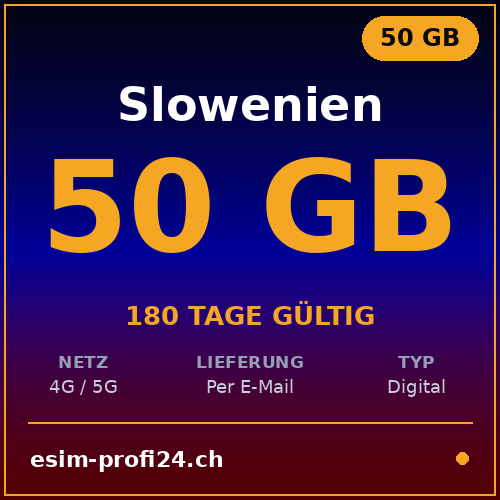 eSIM Slovenia – 50 GB / 180 giorni — eSIM Datenpaket kaufen, sofort per E-Mail | eSIMProfi24