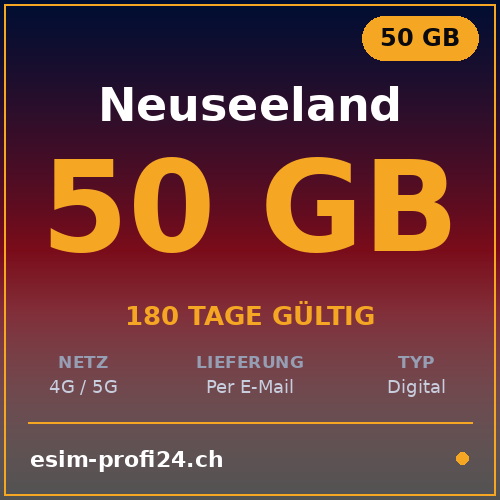 eSIM Nuova Zelanda – 50 GB / 180 giorni