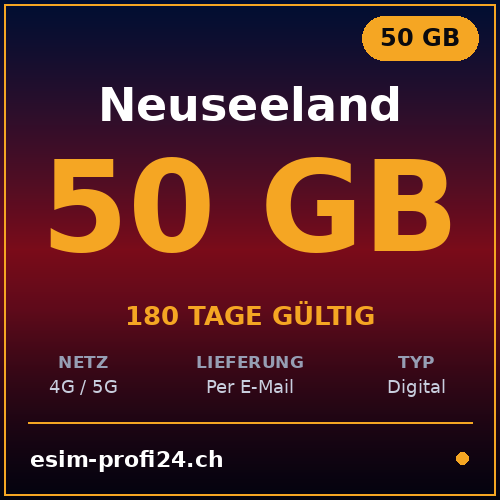 eSIM Nuova Zelanda – 50 GB / 180 giorni — eSIM Datenpaket kaufen, sofort per E-Mail | eSIMProfi24