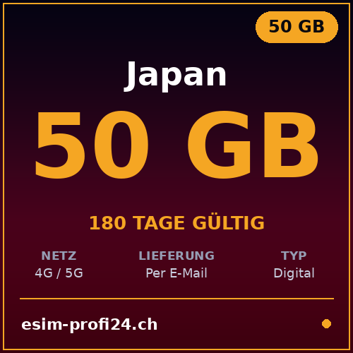 eSIM Giappone – 50 GB / 180 giorni — eSIM Datenpaket kaufen, sofort per E-Mail | eSIMProfi24