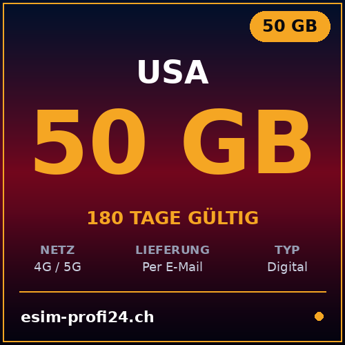 eSIM Stati Uniti – 50 GB / 180 giorni — eSIM Datenpaket kaufen, sofort per E-Mail | eSIMProfi24