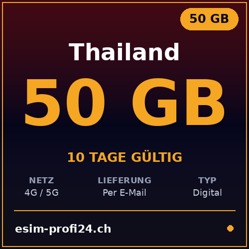 eSIM Thaïlande – 50 Go / 10 jours — eSIM Datenpaket kaufen, sofort per E-Mail | eSIMProfi24