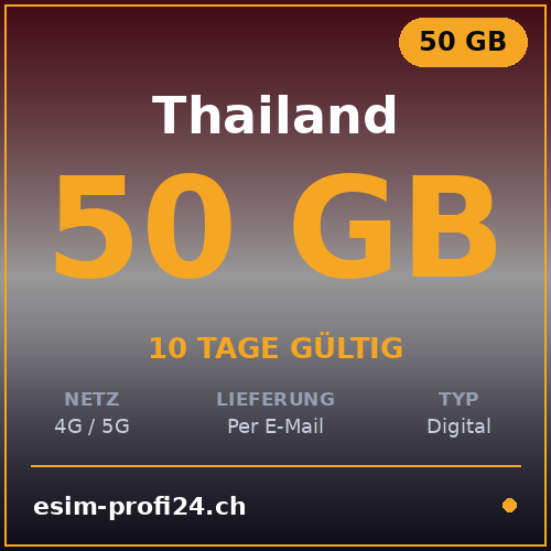 eSIM Thaïlande – 50 Go / 10 jours — eSIM Datenpaket kaufen, sofort per E-Mail | eSIMProfi24
