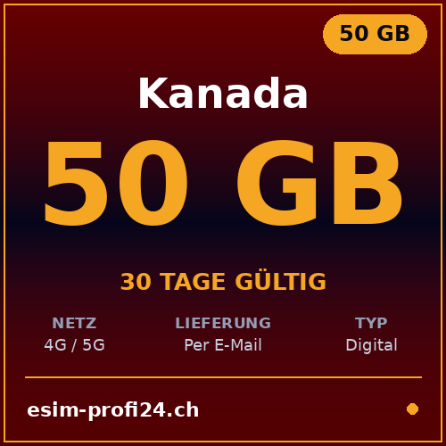 eSIM Canada – 50 GB / 30 giorni — eSIM Datenpaket kaufen, sofort per E-Mail | eSIMProfi24