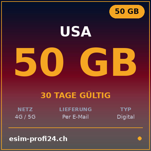 eSIM États-Unis – 50 Go / 30 jours — eSIM Datenpaket kaufen, sofort per E-Mail | eSIMProfi24