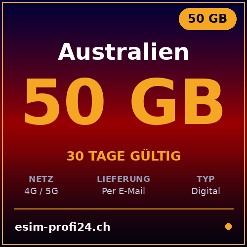 eSIM Australia – 50 GB / 30 days — eSIM Datenpaket kaufen, sofort per E-Mail | eSIMProfi24