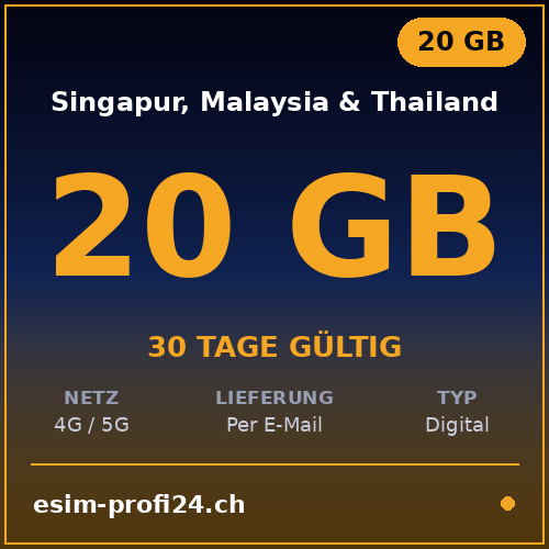 eSIM Asie – 20 Go / 30 jours — eSIM Datenpaket kaufen, sofort per E-Mail | eSIMProfi24