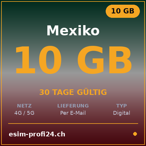 eSIM Mexique – 10 Go / 30 jours