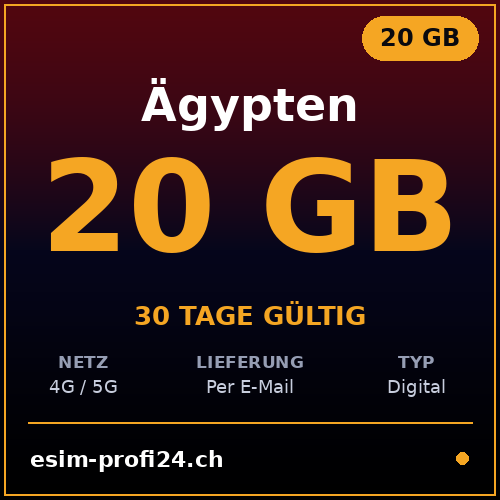 eSIM Egitto – 20 GB / 30 giorni — eSIM Datenpaket kaufen, sofort per E-Mail | eSIMProfi24