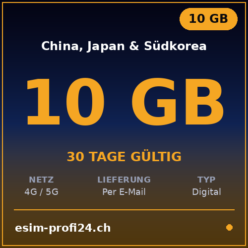 eSIM Asie – 10 Go / 30 jours — eSIM Datenpaket kaufen, sofort per E-Mail | eSIMProfi24
