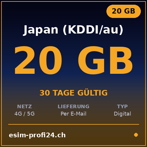 eSIM Japon – 20 Go / 30 jours — eSIM Datenpaket kaufen, sofort per E-Mail | eSIMProfi24