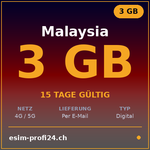 eSIM Malaisie – 3 Go / 15 jours