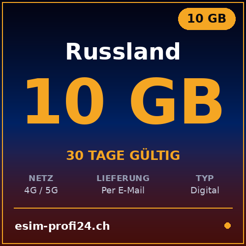 eSIM Russland – 10 GB / 30 Tage — eSIM Datenpaket kaufen, sofort per E-Mail | eSIMProfi24