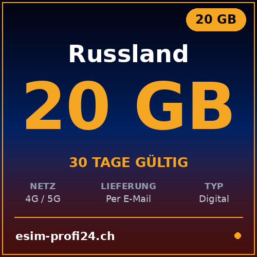 eSIM Russia – 20 GB / 30 days — eSIM Datenpaket kaufen, sofort per E-Mail | eSIMProfi24