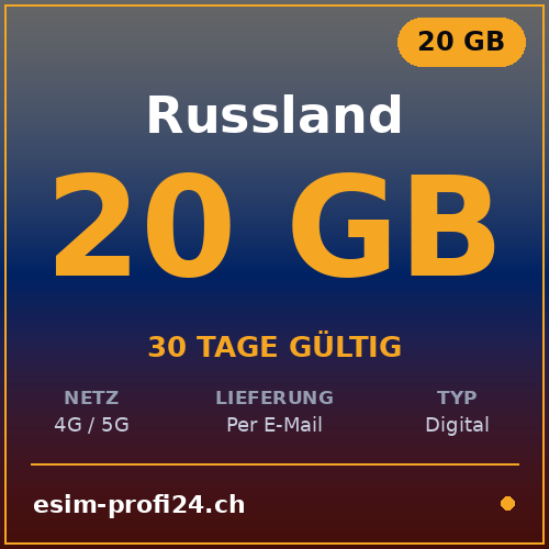 eSIM Russia – 20 GB / 30 giorni — eSIM Datenpaket kaufen, sofort per E-Mail | eSIMProfi24