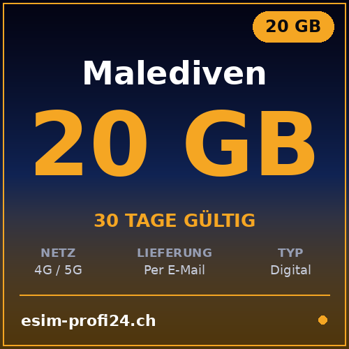 eSIM Maldive – 20 GB / 30 giorni — eSIM Datenpaket kaufen, sofort per E-Mail | eSIMProfi24