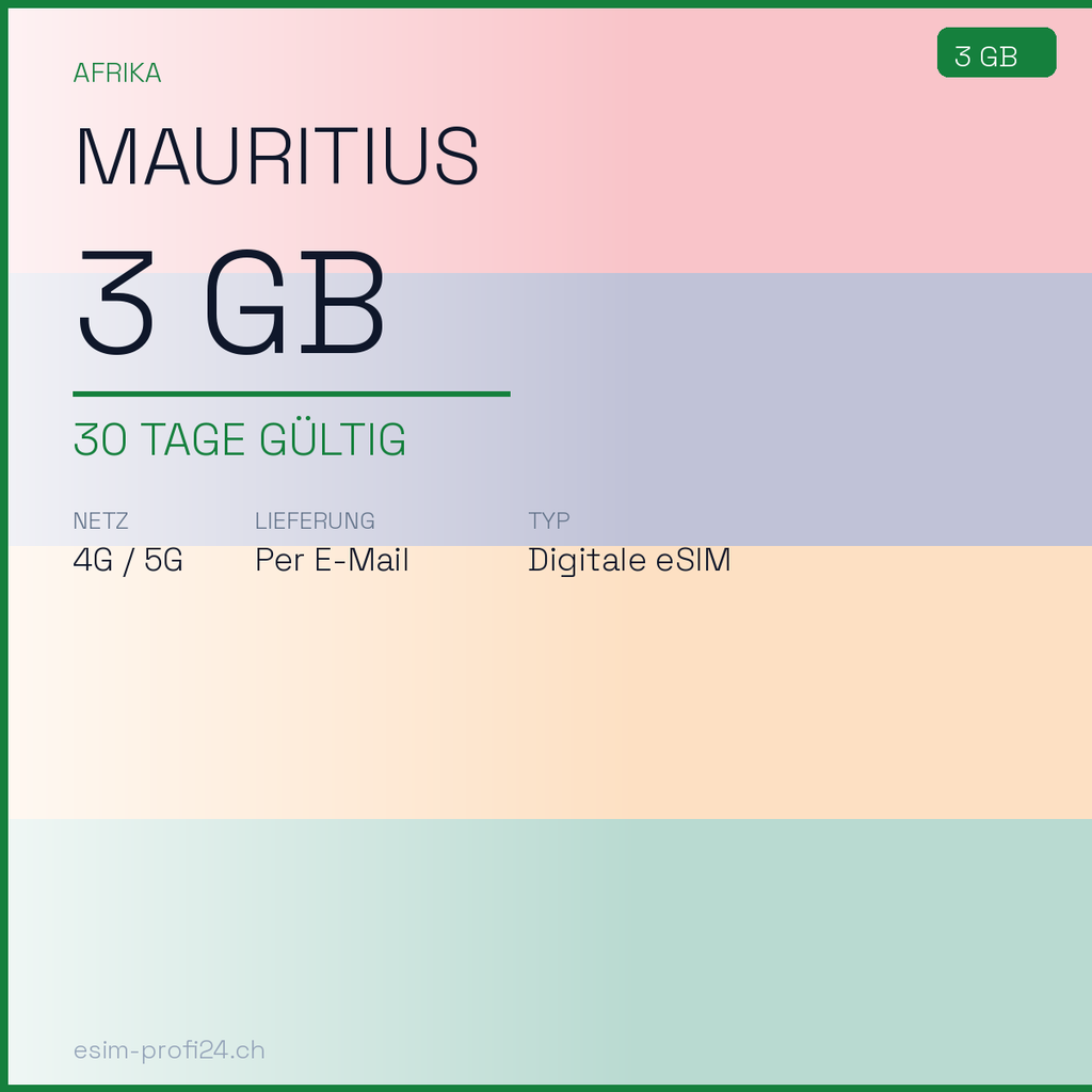 eSIM Mauritius – 3 GB / 30 Tage — eSIM Datenpaket kaufen, sofort per E-Mail | eSIMProfi24