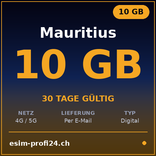 eSIM Maurice – 10 Go / 30 jours