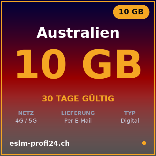 eSIM Australia – 10 GB / 30 giorni — eSIM Datenpaket kaufen, sofort per E-Mail | eSIMProfi24