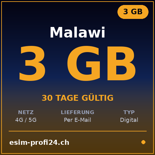 eSIM Malawi – 3 Go / 30 jours — eSIM Datenpaket kaufen, sofort per E-Mail | eSIMProfi24