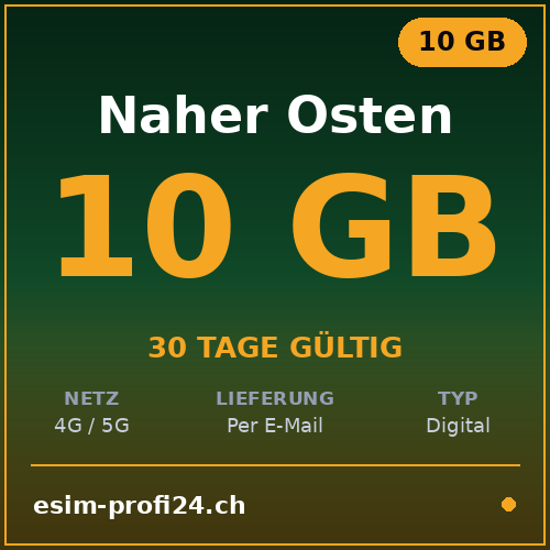 eSIM Medio Oriente – 10 GB / 30 giorni — eSIM Datenpaket kaufen, sofort per E-Mail | eSIMProfi24