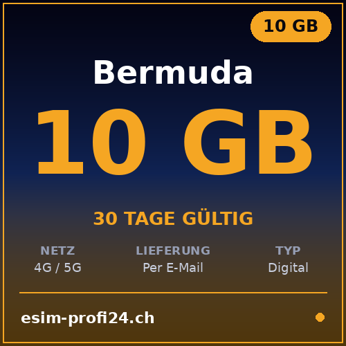 eSIM Bermuda – 10 GB / 30 giorni — eSIM Datenpaket kaufen, sofort per E-Mail | eSIMProfi24