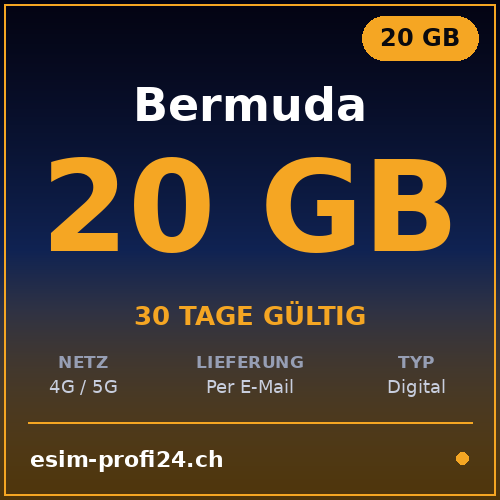 eSIM Bermuda – 20 GB / 30 giorni — eSIM Datenpaket kaufen, sofort per E-Mail | eSIMProfi24