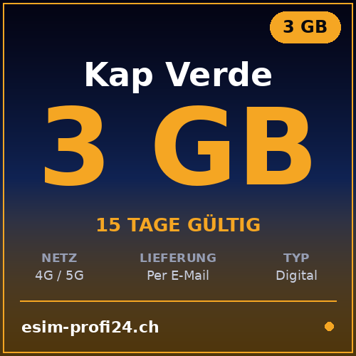 eSIM Capo Verde – 3 GB / 15 giorni — eSIM Datenpaket kaufen, sofort per E-Mail | eSIMProfi24
