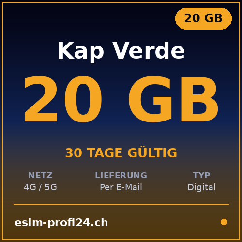 eSIM Capo Verde – 20 GB / 30 giorni — eSIM Datenpaket kaufen, sofort per E-Mail | eSIMProfi24