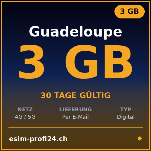 eSIM Guadeloupe – 3 GB / 30 Tage — eSIM Datenpaket kaufen, sofort per E-Mail | eSIMProfi24