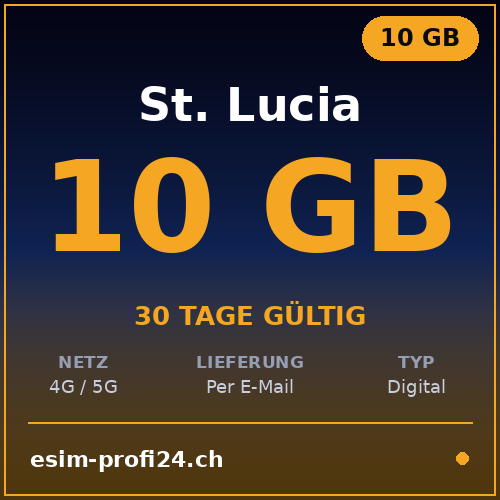 eSIM Sainte-Lucie – 10 Go / 30 jours — eSIM Datenpaket kaufen, sofort per E-Mail | eSIMProfi24