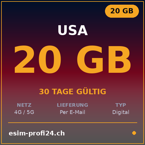 eSIM Stati Uniti – 20 GB / 30 giorni — eSIM Datenpaket kaufen, sofort per E-Mail | eSIMProfi24