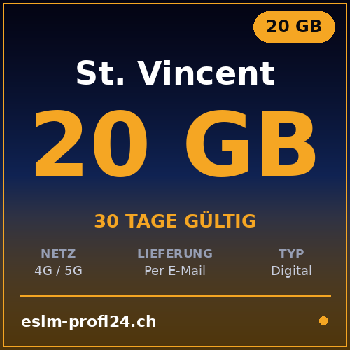 eSIM Saint Vincent – 20 GB / 30 giorni — eSIM Datenpaket kaufen, sofort per E-Mail | eSIMProfi24
