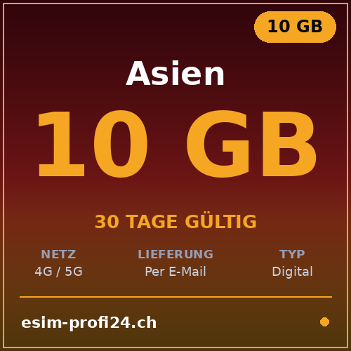 eSIM Asia – 10 GB / 30 giorni — eSIM Datenpaket kaufen, sofort per E-Mail | eSIMProfi24