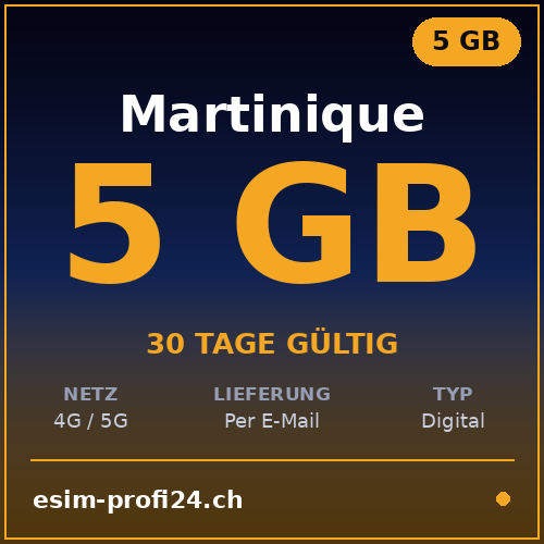 eSIM Martinica – 5 GB / 30 giorni — eSIM Datenpaket kaufen, sofort per E-Mail | eSIMProfi24