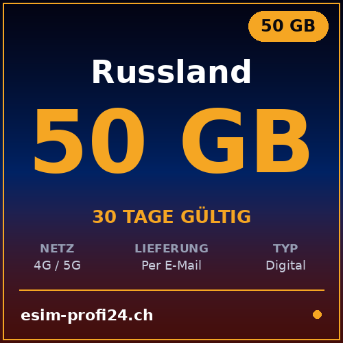 eSIM Russia – 50 GB / 30 giorni — eSIM Datenpaket kaufen, sofort per E-Mail | eSIMProfi24