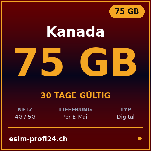 eSIM Canada – 75 GB / 30 giorni — eSIM Datenpaket kaufen, sofort per E-Mail | eSIMProfi24