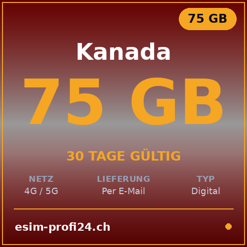 eSIM Canada – 75 GB / 30 giorni — eSIM Datenpaket kaufen, sofort per E-Mail | eSIMProfi24