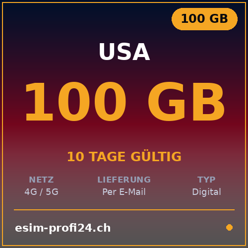 eSIM États-Unis – 100 Go / 10 jours — eSIM Datenpaket kaufen, sofort per E-Mail | eSIMProfi24