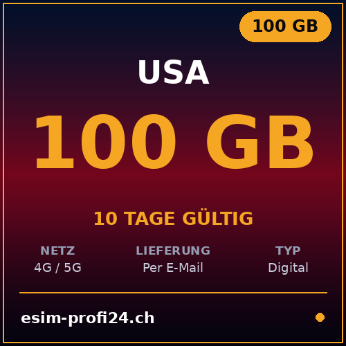 eSIM États-Unis – 100 Go / 10 jours — eSIM Datenpaket kaufen, sofort per E-Mail | eSIMProfi24