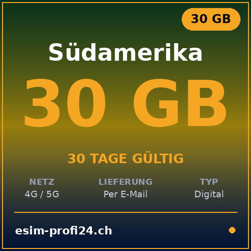 eSIM America del Sud – 30 GB / 30 giorni