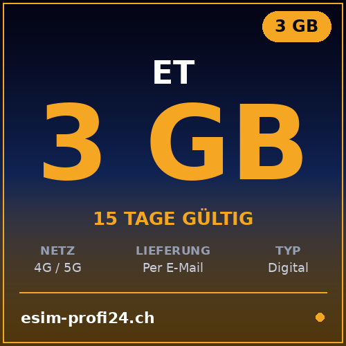 eSIM Éthiopie – 3 Go / 15 jours — eSIM Datenpaket kaufen, sofort per E-Mail | eSIMProfi24
