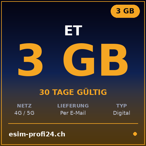eSIM Éthiopie – 3 Go / 30 jours — eSIM Datenpaket kaufen, sofort per E-Mail | eSIMProfi24